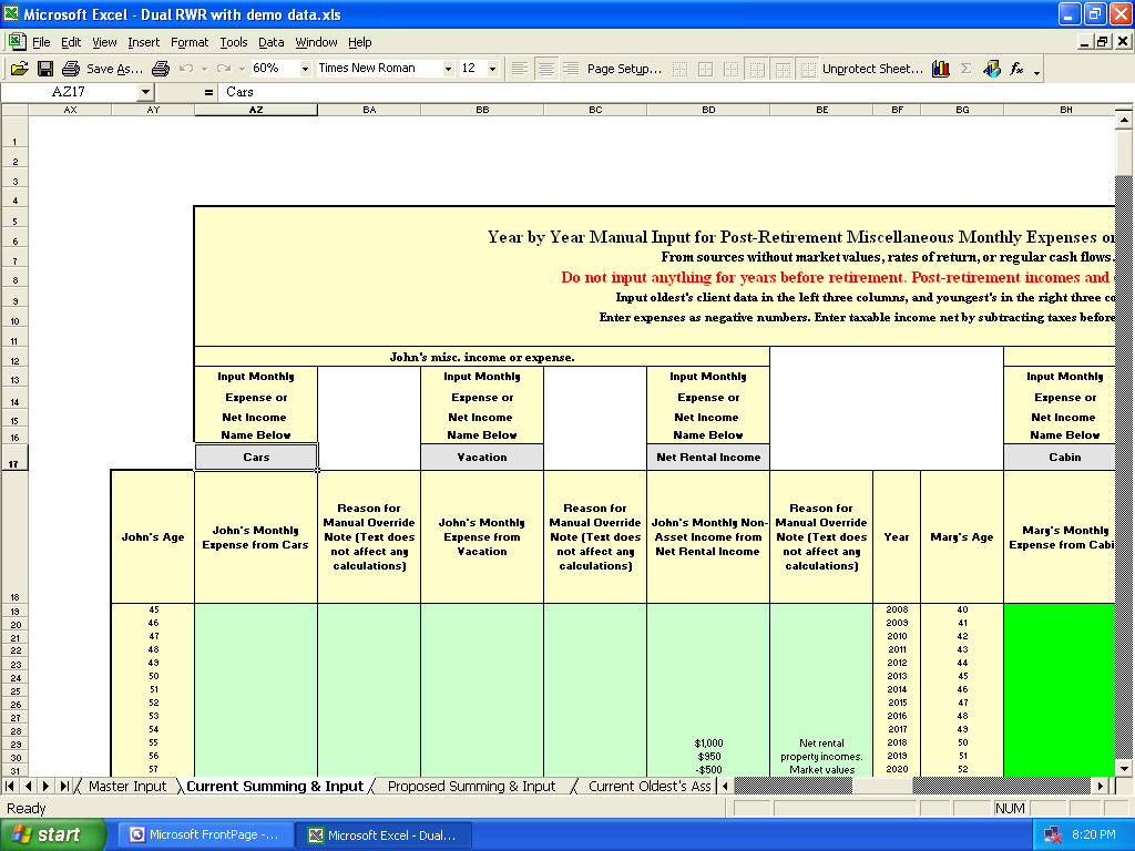 Example of retirement plan software reports.