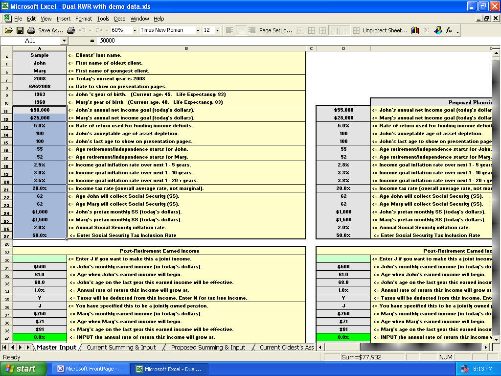 Image of retirement planning software.